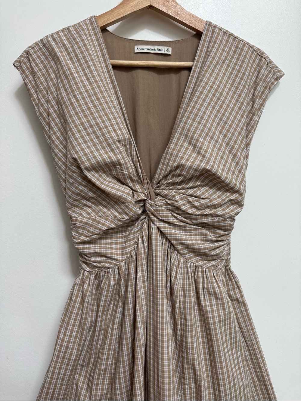 Abercrombie & Fitch Twist Front Gingham Plaid Maxi Dress Women’s XS Summer Party - Picture 3 of 15